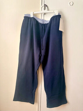 no comment plus Wide Leg Striped Pants in Blue Size 2X NWT
